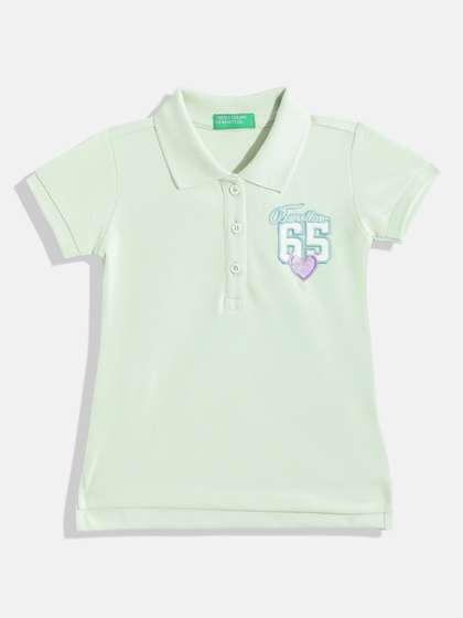 United Colors of
                      Benetton Girls Embroidered Polo Collar T-shirt