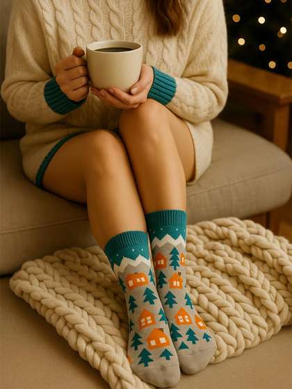 Thela Gaadi Unisex Pack
                    Of 2 Patterned Calf Length Socks