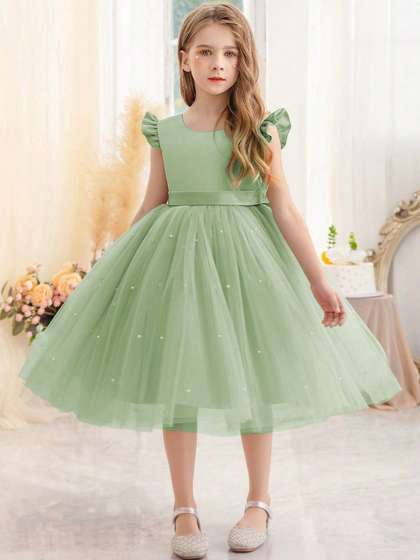 YK Ethnic Motifs Net Fit
                    & Flare Dress