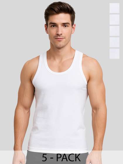 Amul Comfy Men White
                        Pack of 5 Pure Cotton White Vest