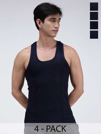 AMUL COMFY Pack Of 4
                        Pure Cotton Undershirt Vests
                        AC-CVESTRN-NVY-S-4PC