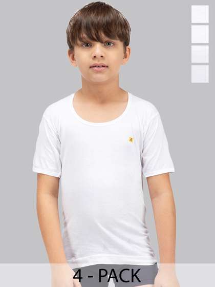 Amul Comfy Boys Pack Of
                    4 Cotton Plain Short Sleeves Vest