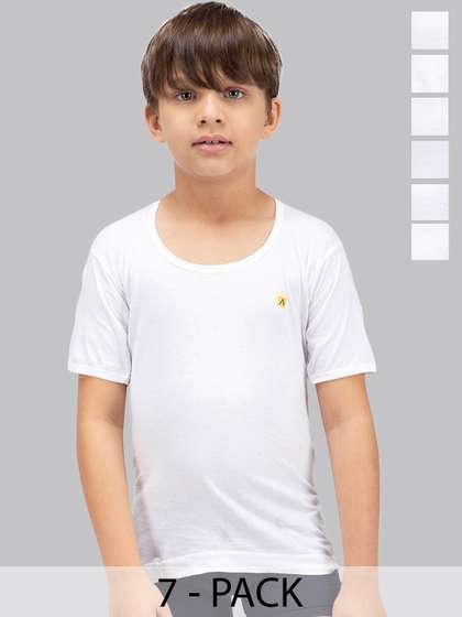 Amul Comfy Boy Pack Of 7
                    Cotton Round Neck Short Sleeves Plain Innerwear
                    Vests