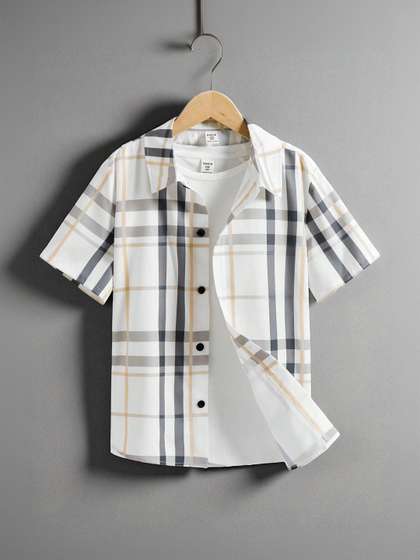 RAVYA TRENDZ Boys
                    Classic Checked Casual Shirt