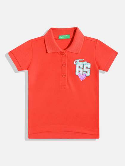 United Colors of
                    Benetton Girls Polo Collar Regular Fit T-Shirt