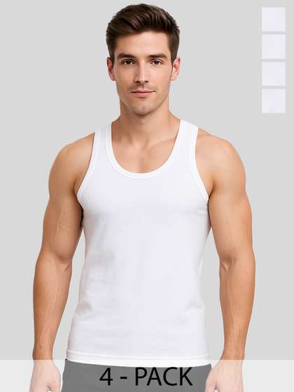 Amul Comfy Pack of 4
                        Men's Pure Cotton White Vest