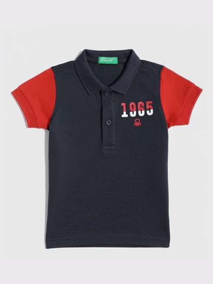 United Colors of
                    Benetton Boys Typography Printed Polo Collar
                    T-Shirt