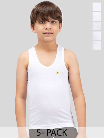 AMUL COMFY Boys Pack Of
                    5 Cotton Basic Vests IP-AC-SRN-VE-WHT-5PC