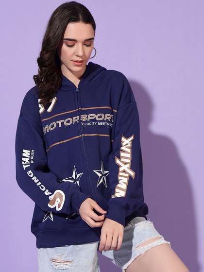 Blooming Tales
                          Women Printed Hooded Sweatshirt