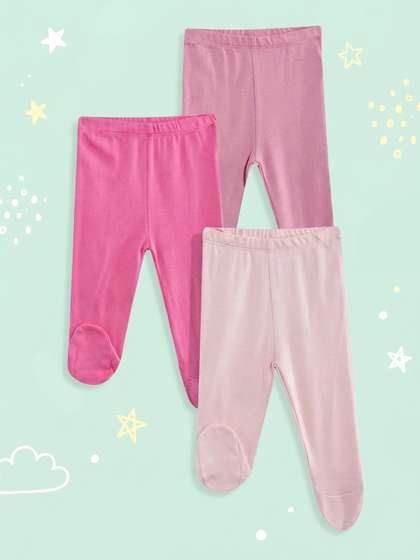 mothercare Infants Pack
                    of 3 Cotton Leggings with Attached Booties