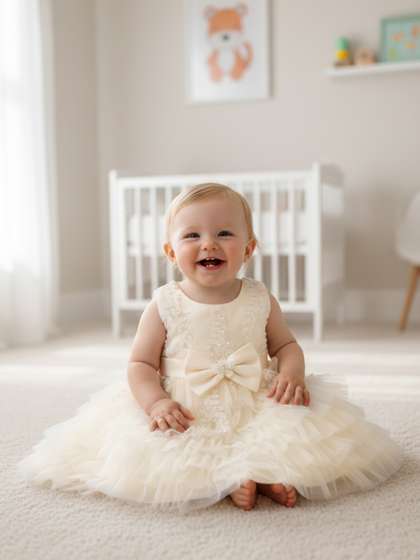 YK Girls Embellished
                    Ruffled Fit & Flare Dress