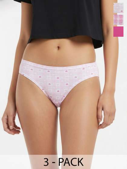 DressBerry Pack of 3
                        Pure Cotton Printed Bikini Briefs