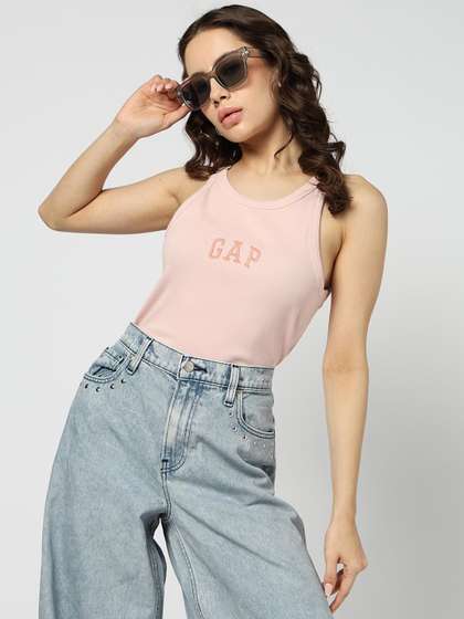 GAP Women Brand
                          Logo Cotton Tank Slim Fit Tshirts