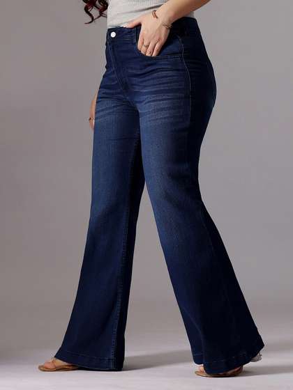 Miss Chase A+Women's
                        High-Rise Clean-Look Regular-Length Stretchable
                        Bootcut Denim Jeans