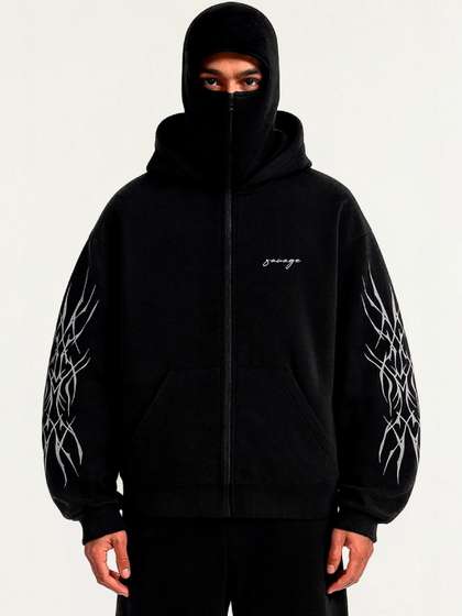 Be Savage Men
                        Balaclava Zipper Face Hooded Ninja Print
                        Sweatshirt