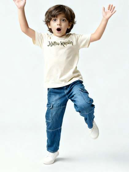 Pantaloons Junior Boys
                    Wide Leg Mid-Rise Light Fade Jeans