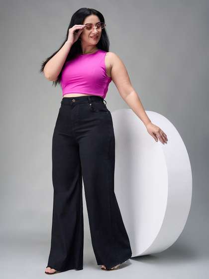Miss Chase A+ Plus
                          Size Women Wide Leg High-Rise Stretchable
                          Jeans