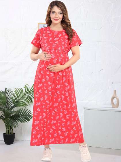 MomsBae Printed
                          Maxi Nightdress