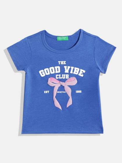 United Colors of
                    Benetton Girls Typography Printed T-shirt