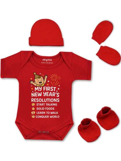 Arvesa Infants 4-Pcs My
                    First New Year Printed Cotton Apparel Gift Set