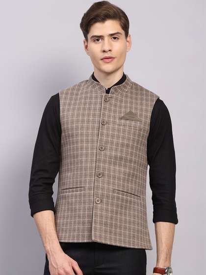 Monte Carlo
                          Checked Woven Sleeveless Nehru Jackets