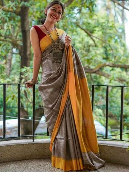 SHYAMALI BOUTIQUE
                        Woven Design Jute Cotton Khadi Saree