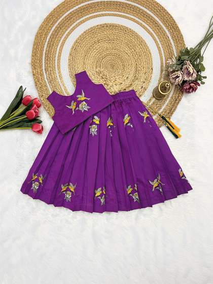 FELIZ THE DESIGNER
                    STUDIO Girls Embroidered Thread Work Ready to Wear
                    Lehenga &