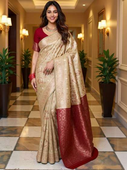 Moda Rapido Ethnic
                        Motifs Zari Art Silk Heavy Work Saree