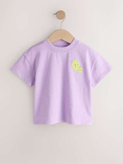 NEXT Girls Drop-Shoulder
                    Sleeves Pure Cotton T-shirt