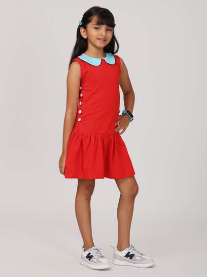 PILOLO Girls Cotton
                    Peter Pan Collar Drop-Waist Dress