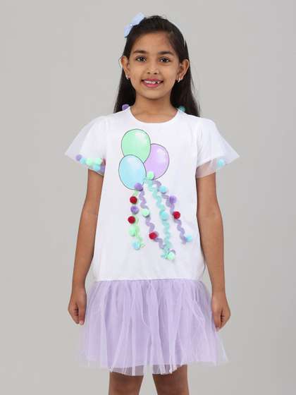 PILOLO Girls Printed Drop-Waist Dress
