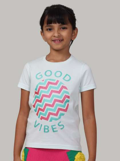 PILOLO Girls Printed
                    Round Neck Cotton Top