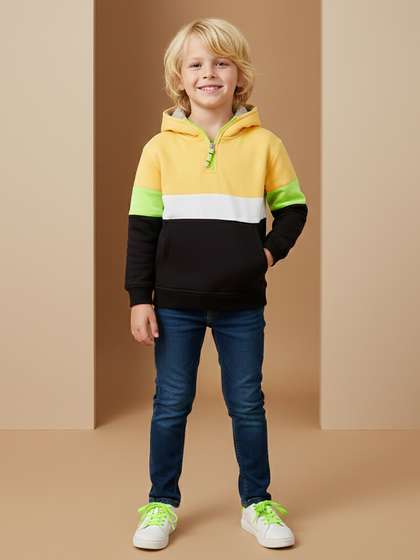 Cherry Crumble Kids
                    Yellow & Black Colourblocked Sweatshirt