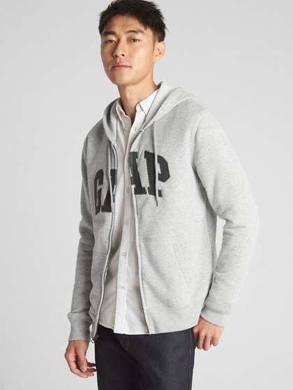 GAP Typography
                      Applique Hooded Front-Open Sweatshirt