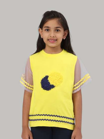 PILOLO Girls Printed
                    Round Neck Cotton Top
