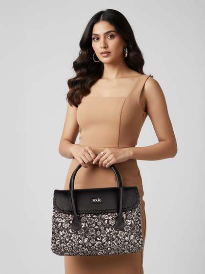 ZOUK Floral
                          Printed Oversized Structured Jute Handheld
                          Bag