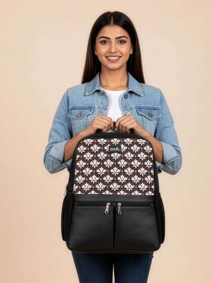ZOUK Women Ethnic
                      Printed Vegan Leather Backpack With Compression
                      Straps-Up to 16 inch