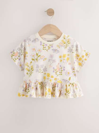 NEXT Girls Floral
                    Printed Pure Cotton A-line Top