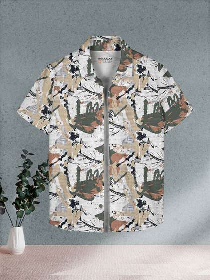 HELLCAT Boys Spread
                    Collar Abstract Printed Cotton Casual Shirt