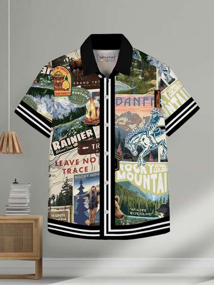 HELLCAT Boys
                          Spread Collar Graphic Printed Cotton Casual
                          Shirt