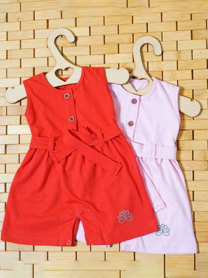 THE MAPLES FASHION
                    Infant Girls Pack of 2 Hosiery Cotton Dress