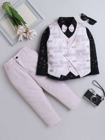 BAESD Boys Printed
                    Single-Breasted Three-Piece Suit