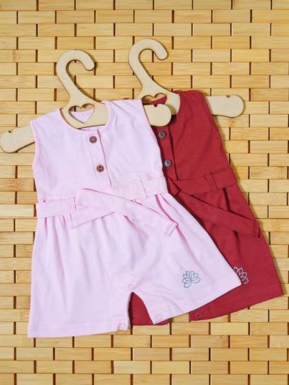 THE MAPLES FASHION Girls
                    Pack Of 2 Cotton Rompers