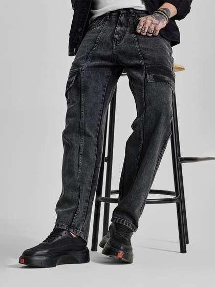 Snitch Men Charcoal
                        Grey Regular Fit Jeans
