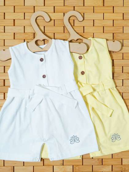 THE MAPLES FASHION
                      Girls Pack Of 2 Cotton Rompers
