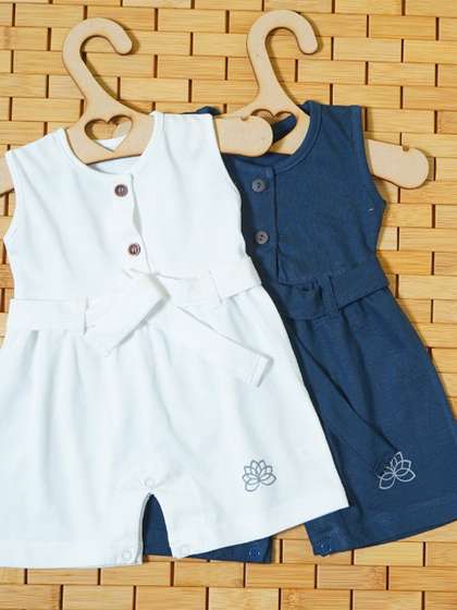 THE MAPLES FASHION
                      Girls Pack of 2 Cotton Rompers