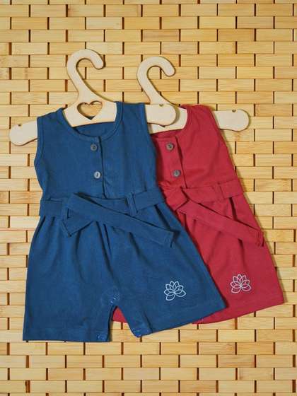 THE MAPLES FASHION Girls
                    Pack Of 2 Cotton Rompers