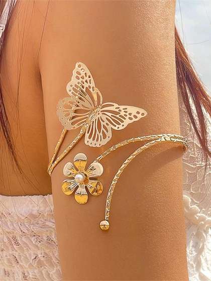 Shining Diva Fashion
                        Gold-Plated Pearls Studded Armlet Bracelet