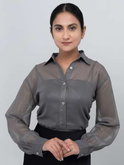 Strong And Brave Women Standard Floral Semi Sheer Casual Shirt