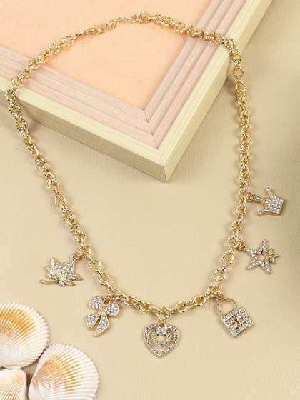Asthetika Kids Girls
                    Artificail Stones Studded Minimal Necklace